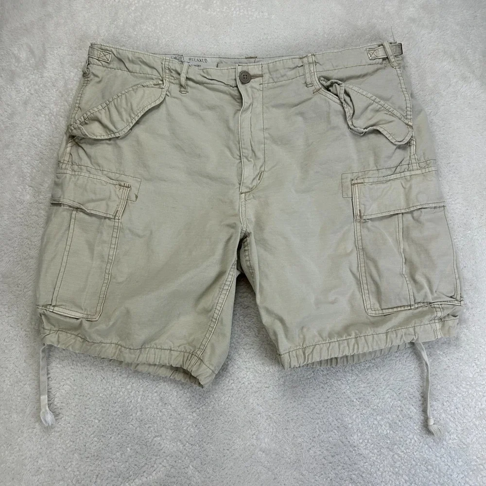 Vintage Polo Ralph Lauren Cargo Shorts Mens 38 Beige Ripstop Relaxed Utility
